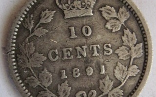 Kanada Canada 10 cents 1891 Hopeaa Victoria