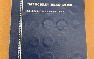 USA Mercury head dime 1916-1945 albumi ja 43 hopeakolikkoa