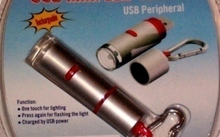 USB Mini LED Taskulamppu, uudelleen ladattava, 1.5h *UUSI*