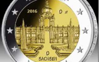 2€ Juhlaraha Saksa 2016 (A,D,F,G,J) Zwinger Palace in Dres