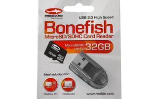 Reekin Bonefish USB2 Kortinlukija microSDHC, eri värejä UUSI