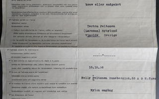 Tiedustelu koskien lähetystä Ruotsiin 7.2.1957, vastaus