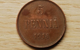 5 penniä Nikolai II , 1914