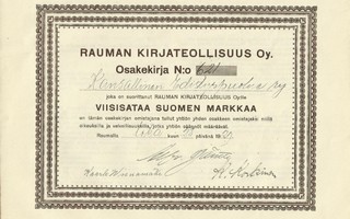 1929 Rauman Kirjateollisuus Oy, Rauma osakekirja