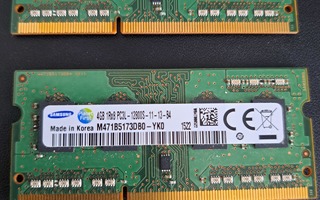 2 kpl Samsung 4Gb DDR3 PC3L sodim