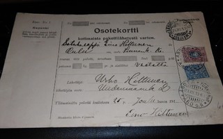 Oulu Satulasepälle Pakettikortti 1913 PK650/7