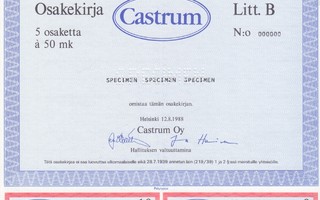 1988 Castrum Oy spec, Helsinki pörssi osakekirja