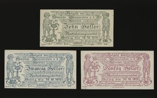 Itävalta Notgeld 10, 20, 50 Heller, Weissenstein 1920