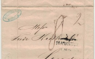 1846 Viipurista Hampuriin toimitettu kirje, postitettu Lonto