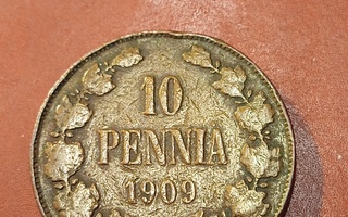 10  penniä  1909   Copper/Kupari *1+