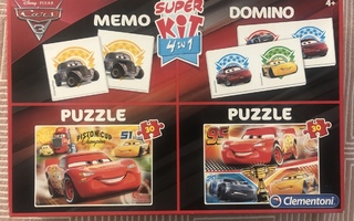 Disney Cars Super kit 4 in 1 (palapeli, muistipeli, domino)