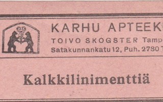 Kalkkilinimenttiä Karhu Apteekki Toivo   Skogster   a50
