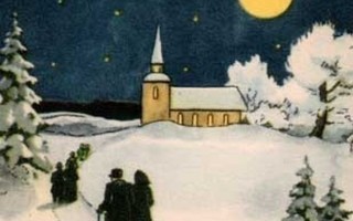 NOSTALGIA / Väki rientää kuun valossa joulukirkkoon. 1940-l.