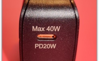 40W tupla-USB-C PD -pikalaturi + Toocki 1m kaapeli #28988