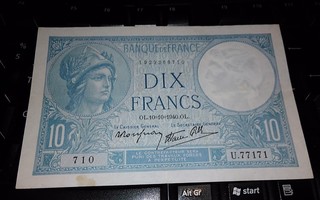 Ranska France 10 Francs 1940 sn171 VF+
