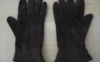 Naisten ruskeat mokkaset hanskat koko 7,5