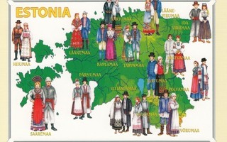 Kartta Viro kansallispuvut (postikortti)