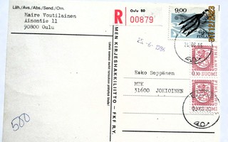 1986 Oulu 80 kirjattu kirjeshakkikortti
