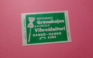 TT-etiketti Restaurant Grönakajen, Hangö - Hanko