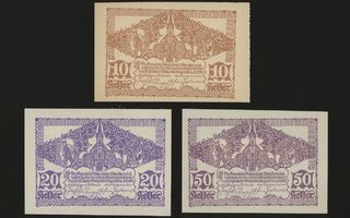 Itävalta Notgeld 10, 20, 50 Heller, Rutzenham 1920