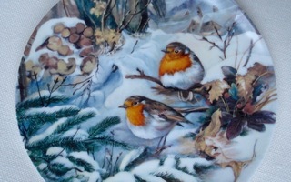 SEINÄLAUTANEN Linnut talvella PUNARINTA, Hutschenreuther