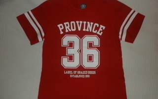 L.O.G.G. puna-valkoinen Province 36 t-paita kokoa 122/128cm