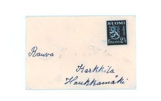 3 pientä, vanhaa, postitettua kirjekuorta