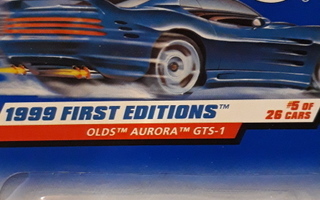 Hot Wheels Olds Aurora GTS-1 Mint, kortissa hintalappu