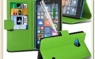 Lumia 650 - Vihreä lompakkokuori & suojakalvo #20799