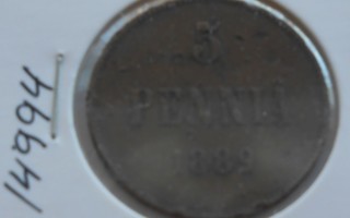 5 Penniä   v.1889   KM#11  käytetty keräilyraha