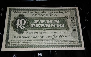 Saksa Germany 10 Pfennig Leiri Merseburg 1918 Sotavanki Valu