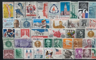 USA VANHEMPAA LEIMATTUJA postimerkkejä 41 kpl
