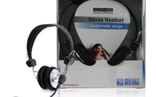 König 120 Stereo Headset, 2x3.5mm, 2m, musta / hopea *UUSI*