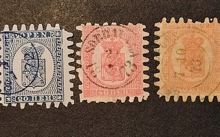 1860-1866 Isohampaisia 5kpl leimattuina