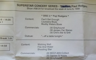 PAUL RODGERS SUPERSTAR LIVE CONCERT SERIES LIVE RADIOSHOW CD