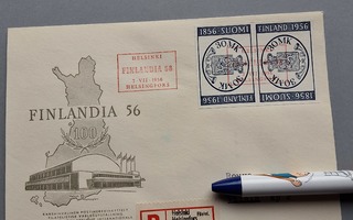 Postilähetyskuori vuodelta1956 R-merkillä FDC-Kuori