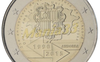 2€ Juhlaraha Andorra 2015 25th anniversary Customs  with E