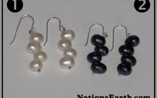 Side Drilled Black 4-Pearl Dangle Earrings (No.2) *NEW*