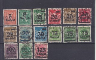 Saksa Reich 1923 LaPe 273-287 väliltä leimattuja.