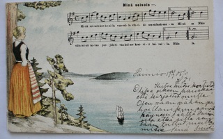 VANHA Postikortti Laulu Minä Seison 1905 Kansallispuku