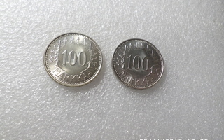100  mk  1959   ja 1960   kulkemattomat  lyöntikiiltoiset.