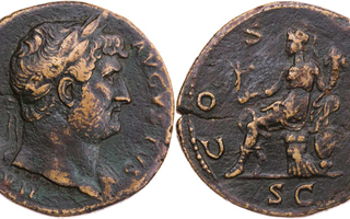 ANTIIKIN ROOMA: Hadrianus, Æ-Sestertius 125-128