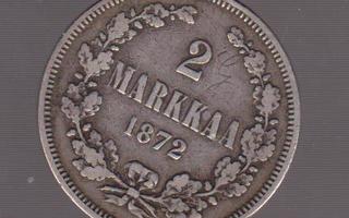 1872 2 MARKKAA KOLIKKO KÄYTETTY HOPEAA