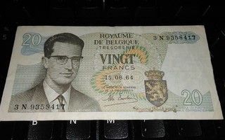 Belgia Belgium 20 Francs 1964 sn417 VF