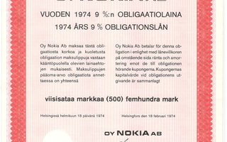 OKK obligaatio Nokia 18.2.1974 obligaatiolaina 9 %
