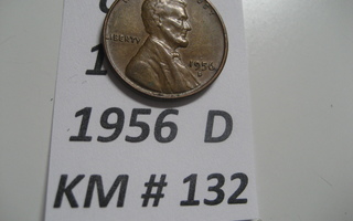 U.S.A   1 Cent 1956  D  KM # 132  Pronssi  "Lincoln - Wheat