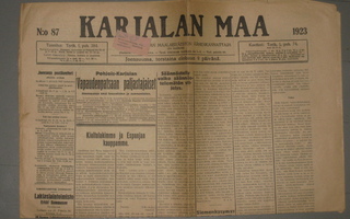 Sanomalehti  Karjalan Maa  9.8.1923