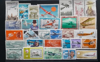 LENTOKONE postimerkkejä 29 kpl