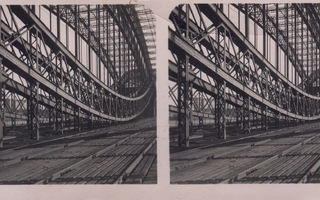 Vanha stereovalokuva: Silta yli Elbe, Hamburg