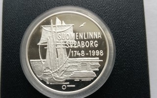 100 mk Suomenlinna 1998 juhlaraha, proof, hopeaa